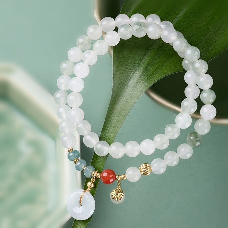 Armband Jade Achat Glück Fülle Perlen Donut Anhänger Handgelenk