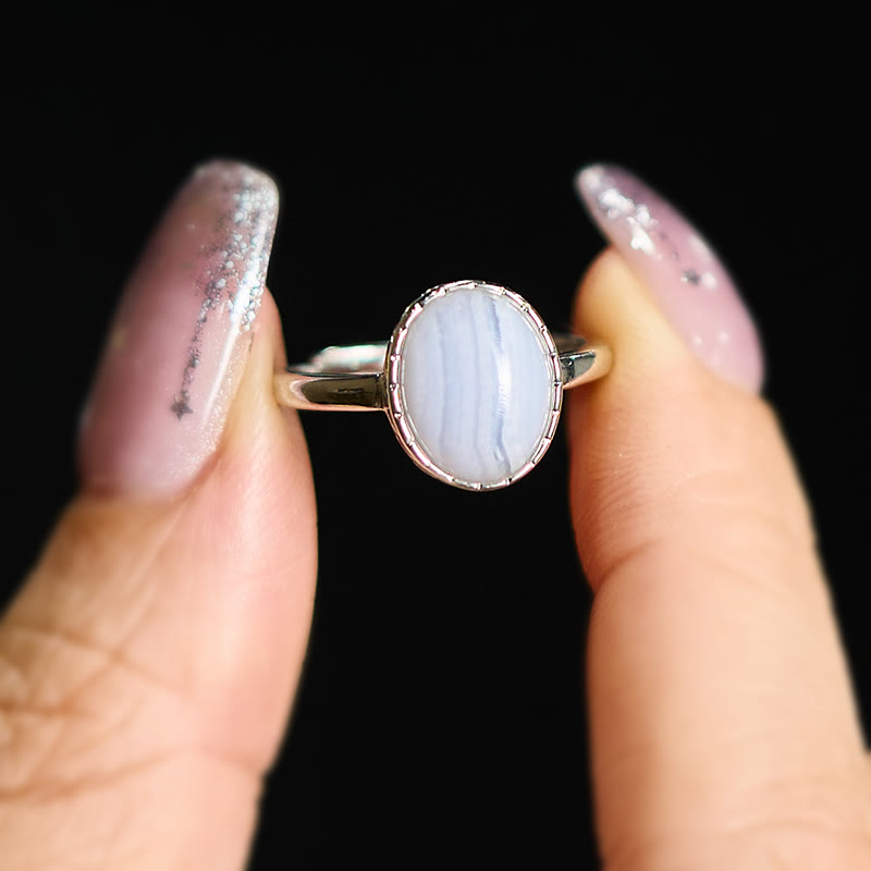 Ring Achat – Balance Mondstein oval in Silber elegant Schutzring
