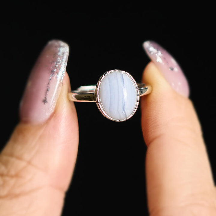 Ring Achat – Balance Mondstein oval in Silber elegant Schutzring