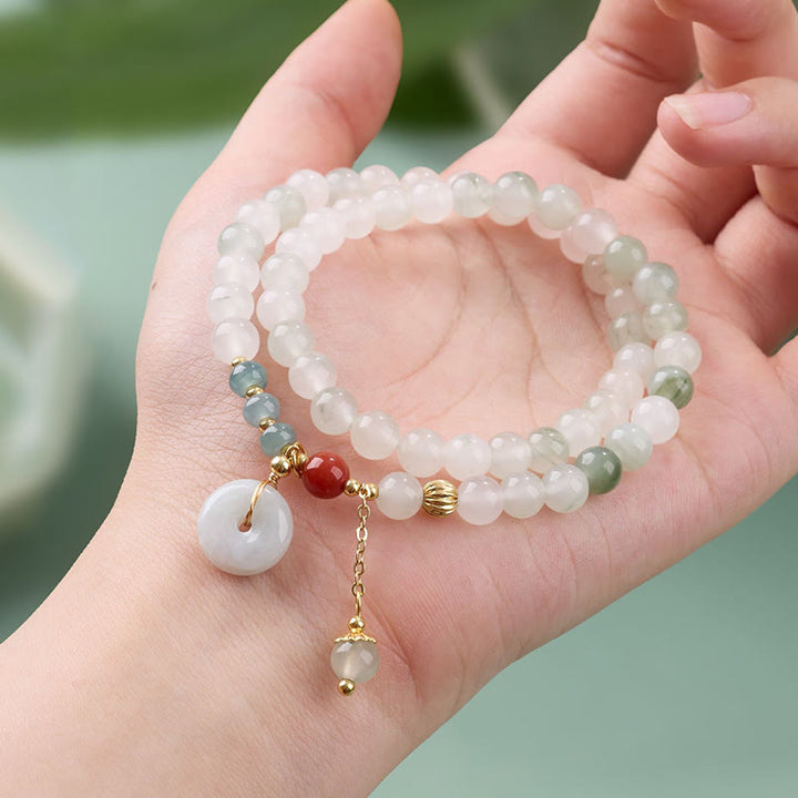 Armband Jade Achat – Glück & Fülle getragen Hand Schutz Anhänger