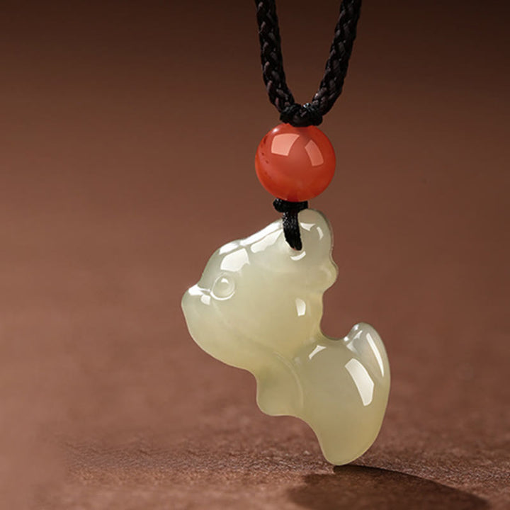 Kette Jade Südrot Achat Pferd Chinesischer Zodiak – Wohlstand