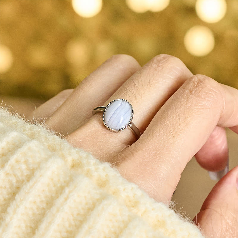 Ring Achat – Balance Blaustein Silber für Harmonie und Ruhe