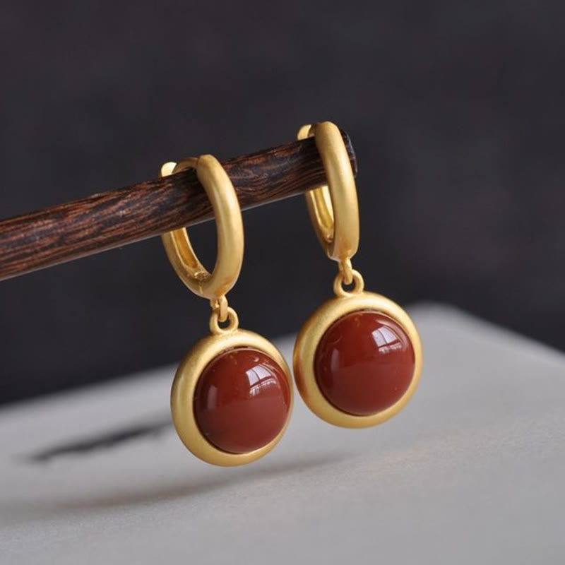 Ohrringe Roter Achat Gold Wohlstand Boho Schmuck spirituell Ohrhänger