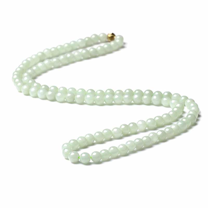 Hellgrüne Jade Mala 108 Perlen Halskette elegante spirituelle Schmuckperlen