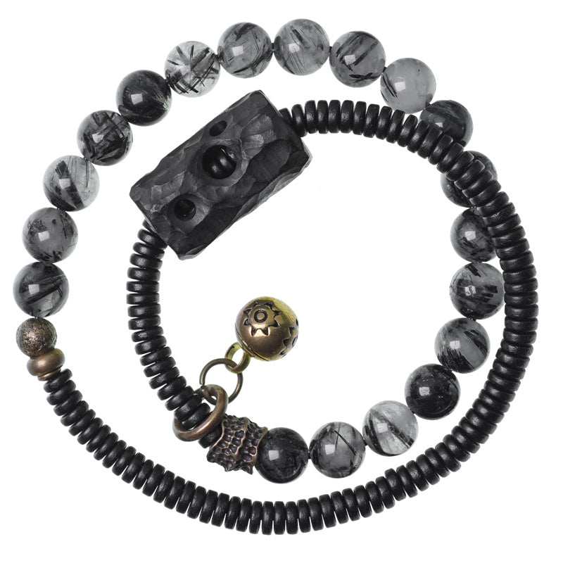 Schwarzes Armband Kupfer Ebenholz Paar Energie Naturstein elastisch.