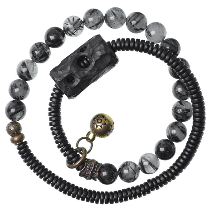 Schwarzes Armband Kupfer Ebenholz Paar Energie Naturstein elastisch.