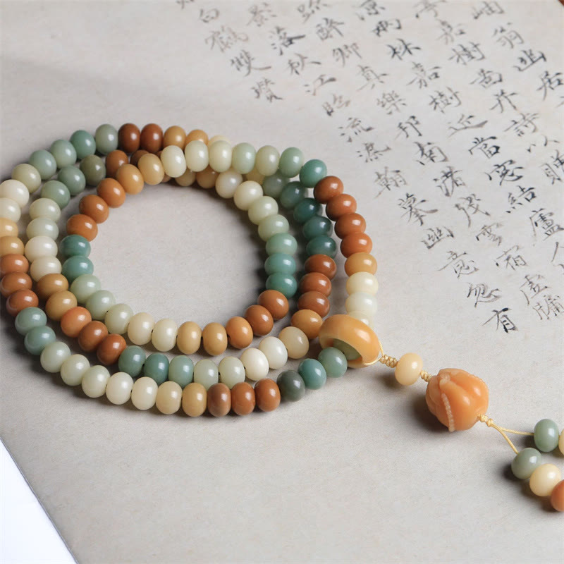 Mala Bodhi Frieden Energie Armband mehrfarbige Jade Perlen Natur.