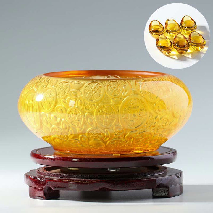 Figur Schatzschale Barren Liuli Reichtum Gold