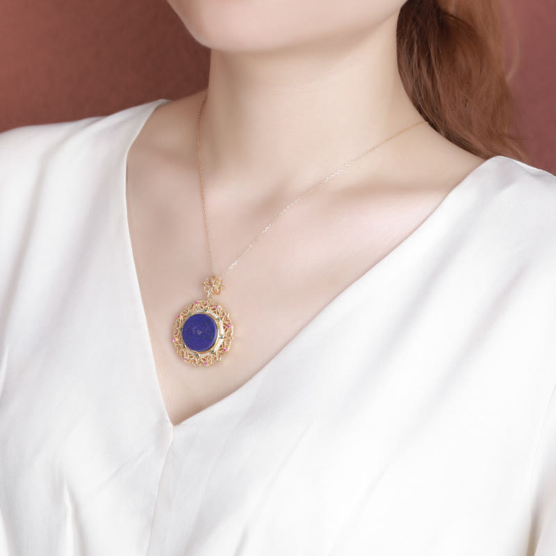 Lapislazuli Kette Buddha Segen getragen elegant