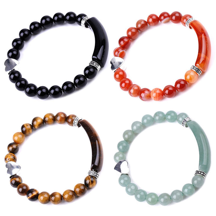 Armband Kristall Perlen Unisex Herz vier Varianten Natursteine elastisch