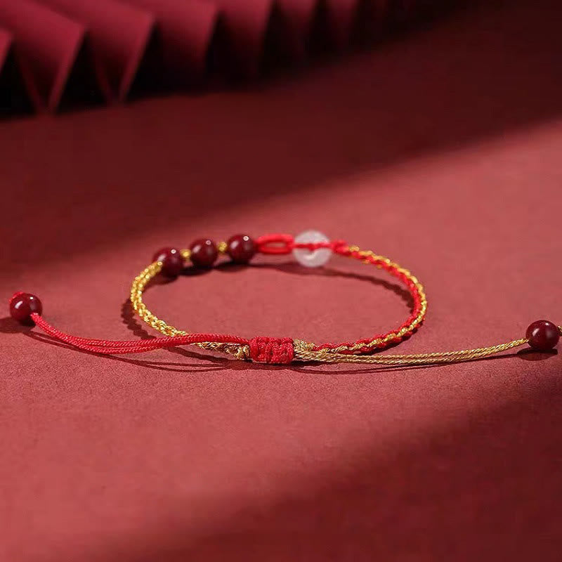 Armband Zinnober Jade – Frieden & Segen mit roten Perlen elastisch