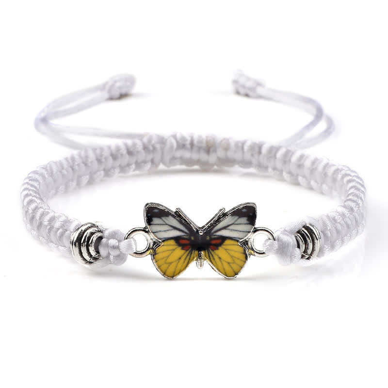 Armband Schmetterling – Liebe weißes Textilband gelber Schmetterling Charm Schmuck