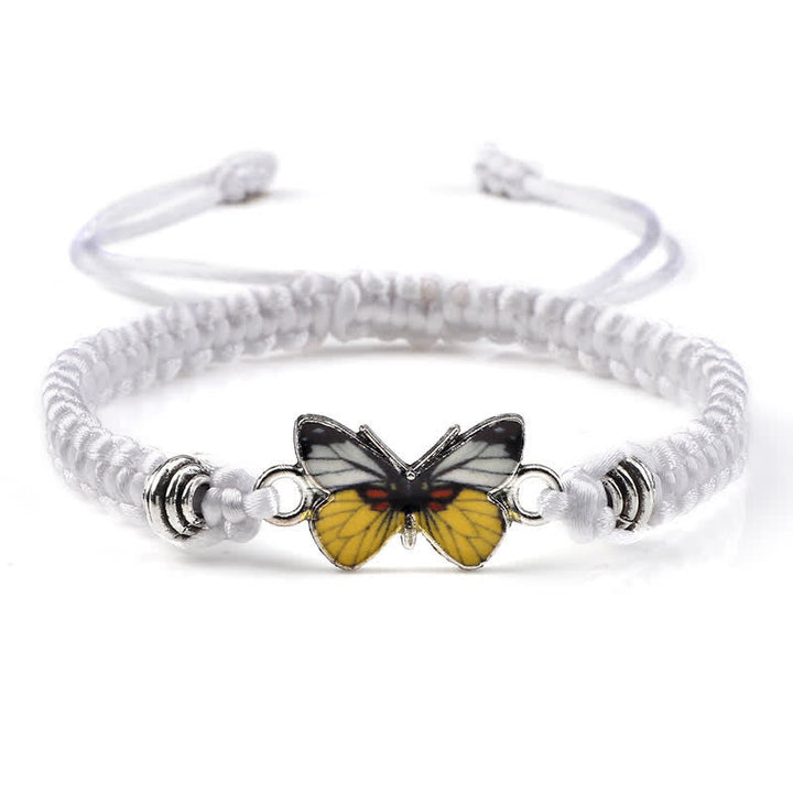 Armband Schmetterling – Liebe weißes Textilband gelber Schmetterling Charm Schmuck