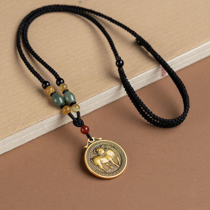 Goldene Kette Kaninchen Tierkreis Wohlstand schwarze Schnur Perlen