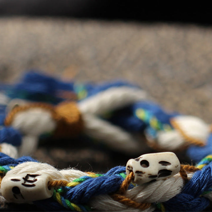 Armband – Glück & Wohlstand & Harmonie mit Glücksperlen Seil blau