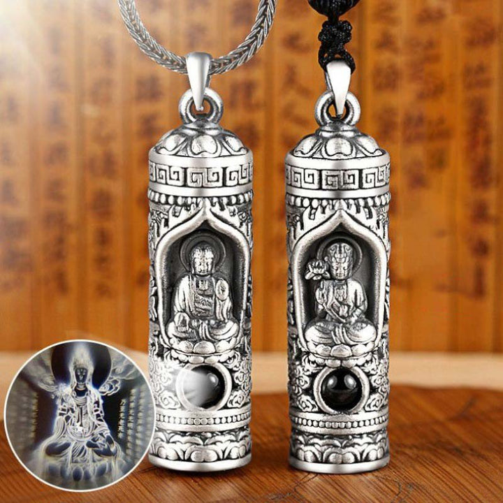 Kette Kristall Tierkreis-Buddha Wohlstand Silber Anhänger