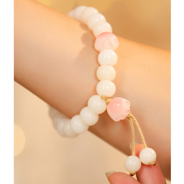 Bodhi Katze Armband Glück Liebe weiß rosa Perlen Handgelenk elastisch