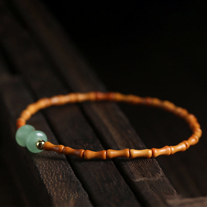 Armband Grüner Aventurin Bambus – Glück elastisch Naturstein getragen
