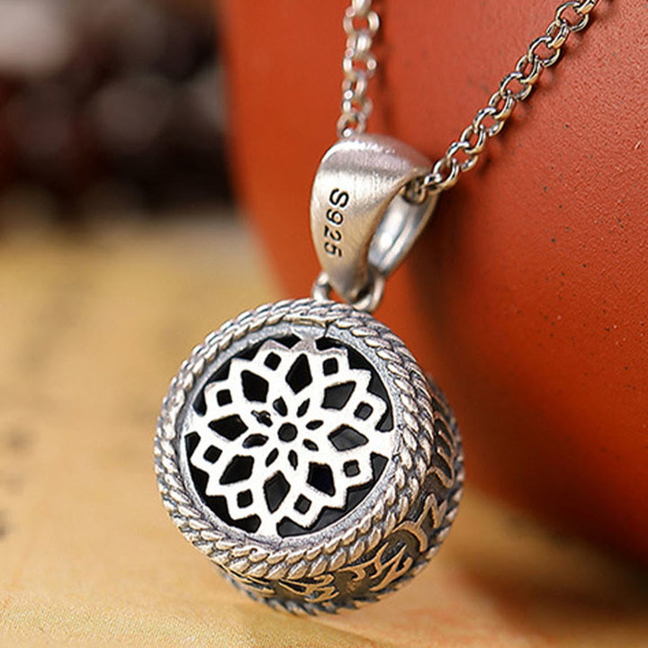 Silber Anhänger Kette Sterlingsilber S925 Mandala Blumenmuster