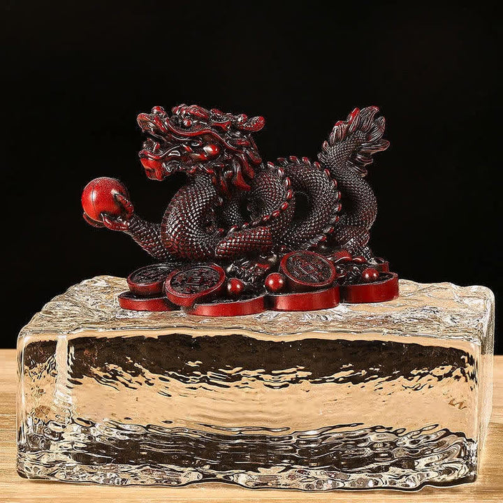 Drachen Figur Deko Kupfer Reichtum Dunkelrot Klein