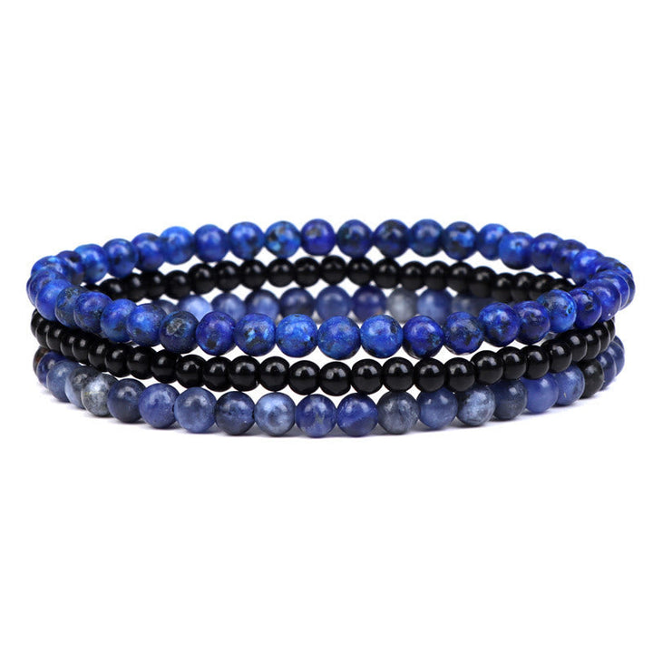 Armband Kristall – Frieden mit Lapislazuli und schwarzem Obsidian Perlen.