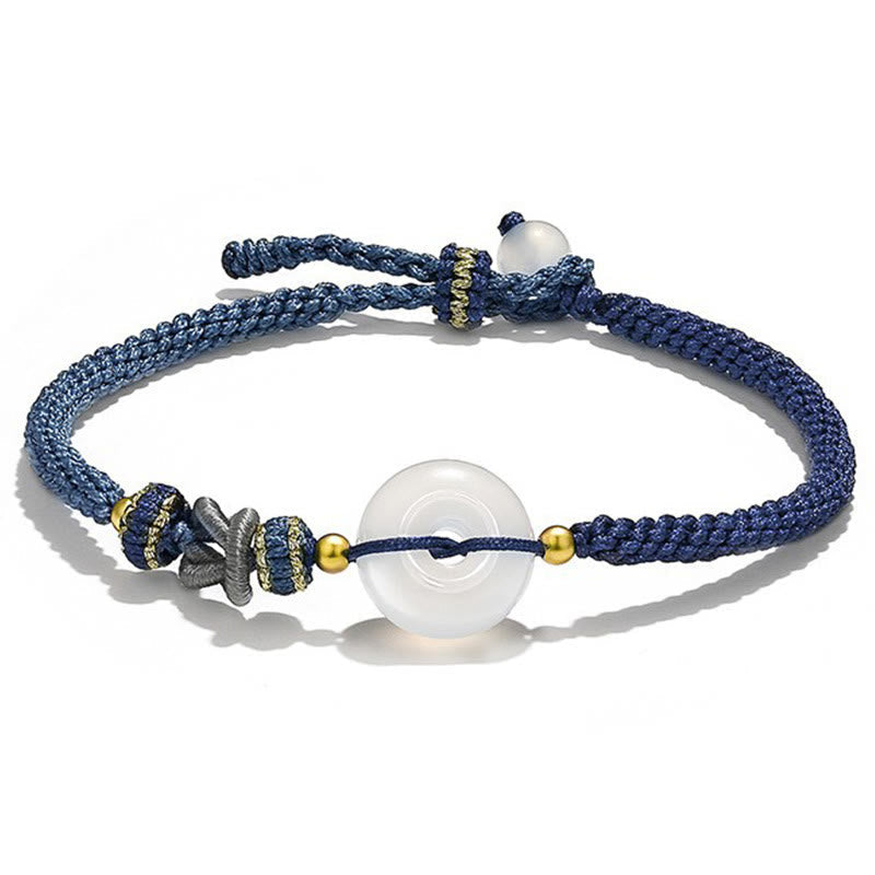 Armband Achat – Schutz & Glück weißer Stein blauer Stoff elastisch