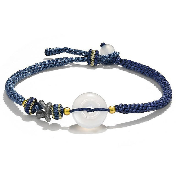 Armband Achat – Schutz & Glück weißer Stein blauer Stoff elastisch