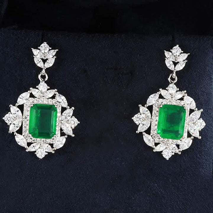 Smaragd Ohrringe Edelstein grün Diamanten Silber