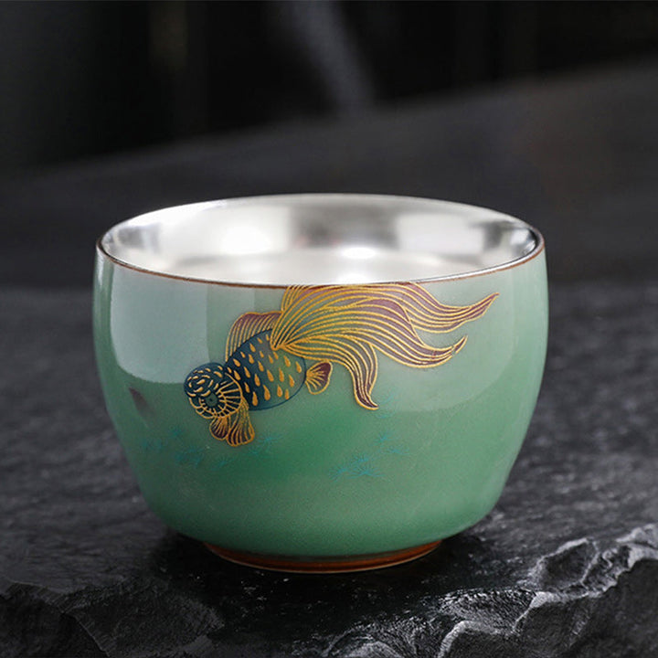 Chinesische Teetassen Schmetterling Koi Keramik Koi-Fisch