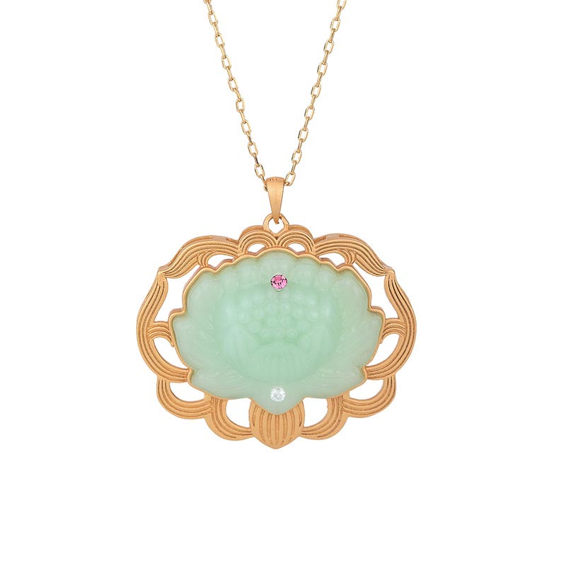 Jade grün Anhänger Lotus Harmonie elegant