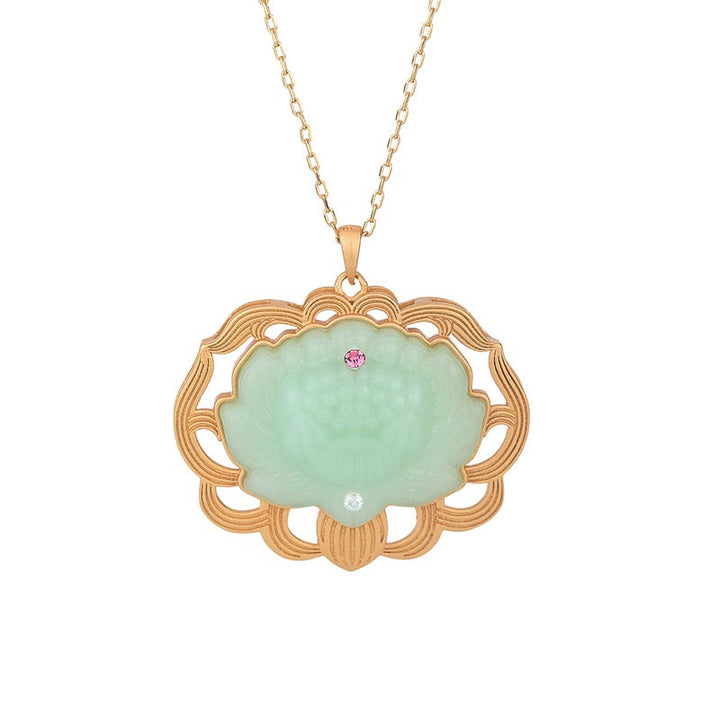 Jade grün Anhänger Lotus Harmonie elegant
