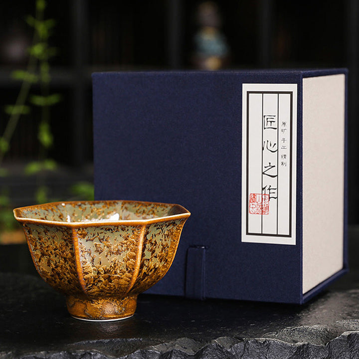 Matcha Schale Keramik Braun Bunt 120 ml mit Box (breit)