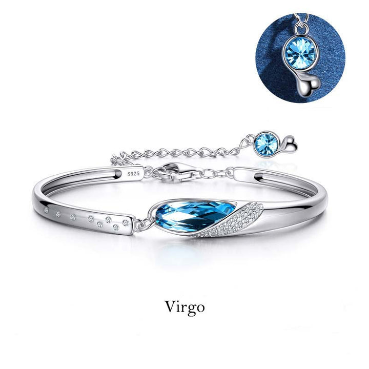 Virgo Armband 925 Silber Tierkreiszeichen – Schutz blauer Kristall Anhänger