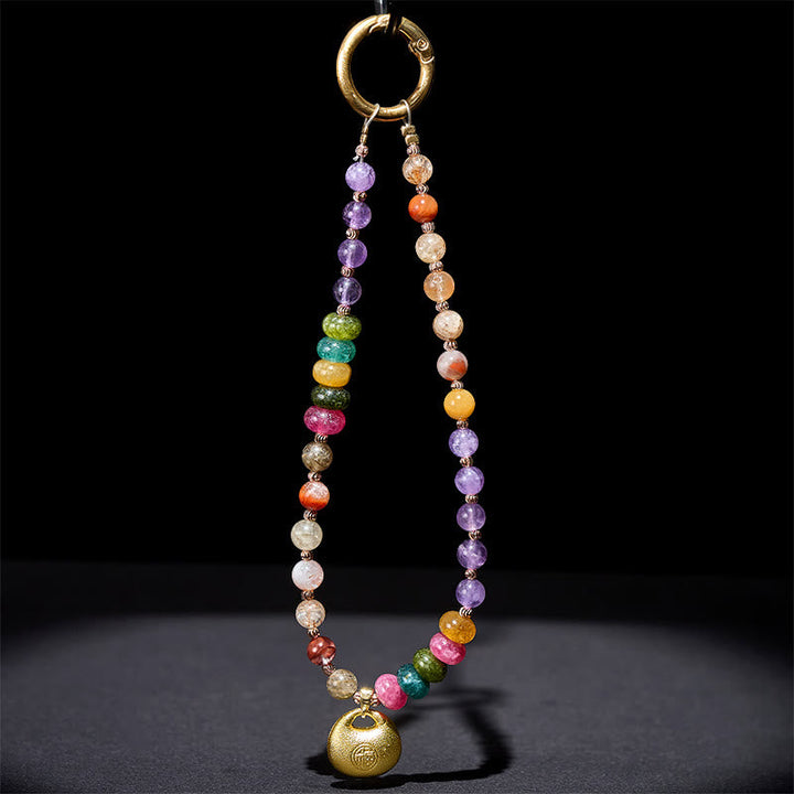 Schlüsselanhänger Fu Amethyst Super Seven bunte Edelsteine Glücksbringer spirituell