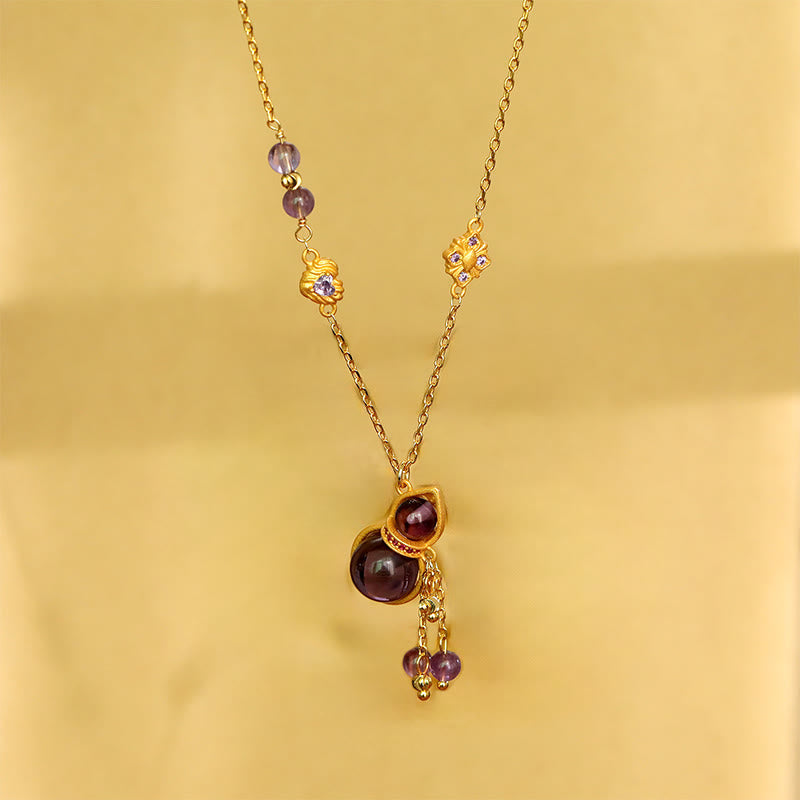 Amethyst Kette Kürbis Kupfer Meditation Edelstein Anhänger