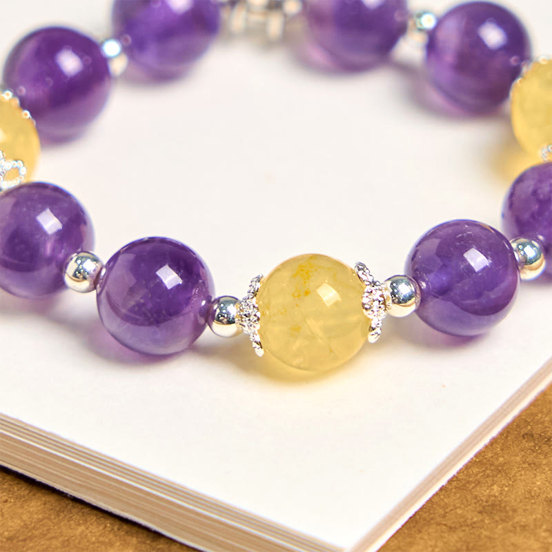 Schlüsselanhänger Amethyst Citrin Positivität Edelstein violett gelb spirituell Glücksbringer