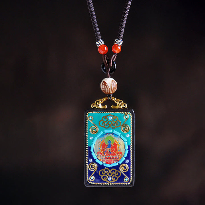 Anhänger Kette Ebenholz Medizin-Buddha