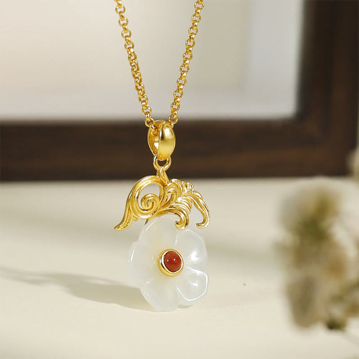 Anhänger Kette Hetian Jade Blume – Glück