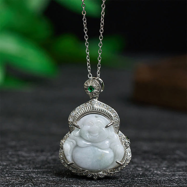 Anhänger Kette Jade Lachender Buddha – Überfluss