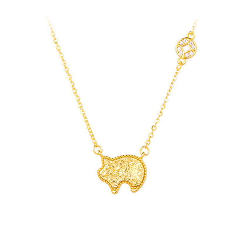 Anhänger Kette Jade Pferd Münze Chinesischer Zodiak Pig