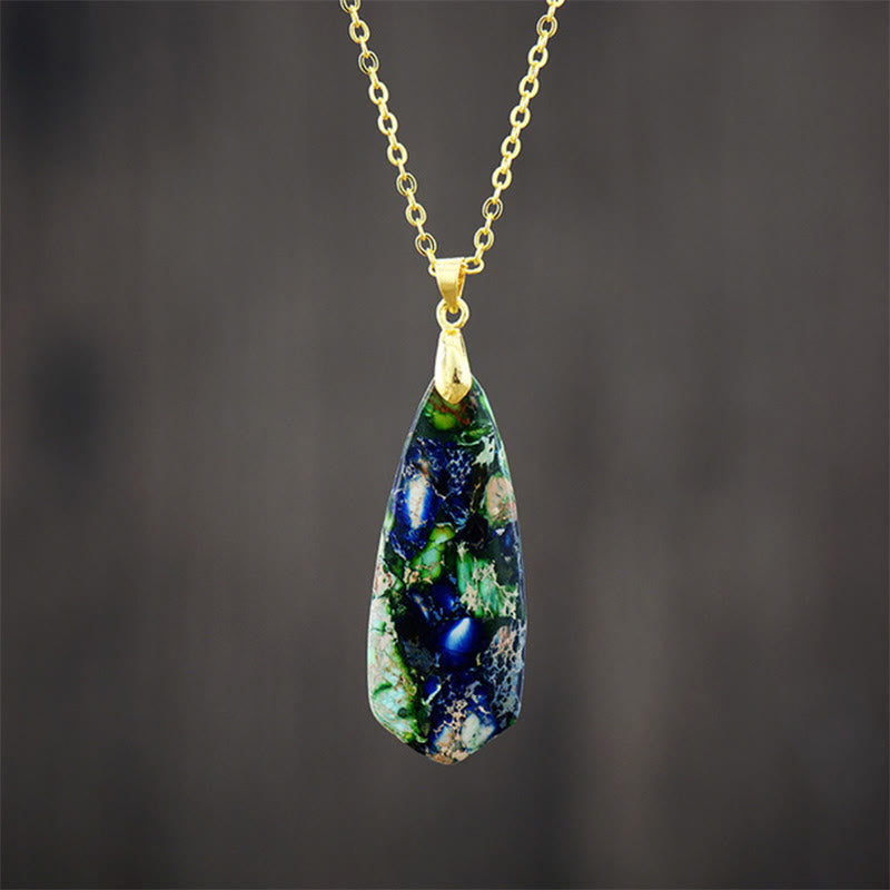 Anhänger Kette Kaiser-Stein Buddha – Glück Dark Blue Emperor Stone Golden Chain