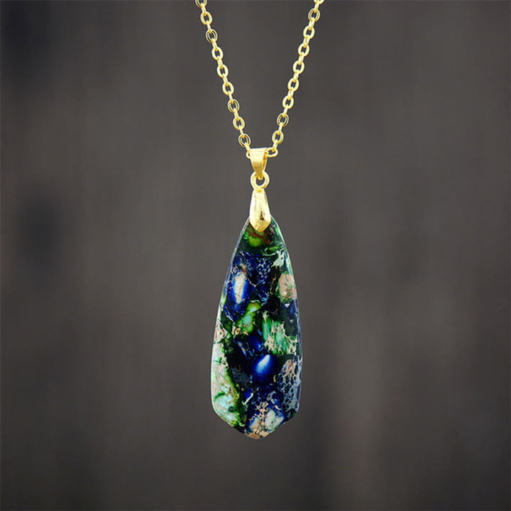 Anhänger Kette Kaiser-Stein Buddha – Glück Dark Blue Emperor Stone Golden Chain