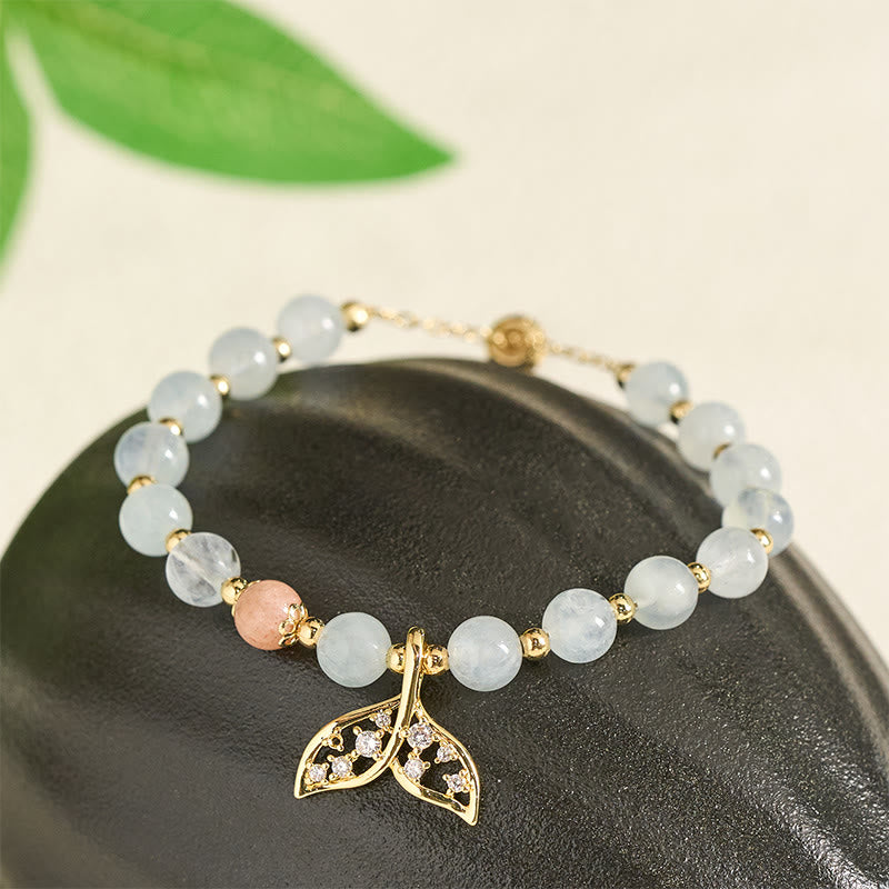 Armband Aquamarin Kupfer Fischschwanz Anhänger Perlen Schmuck Handgelenk
