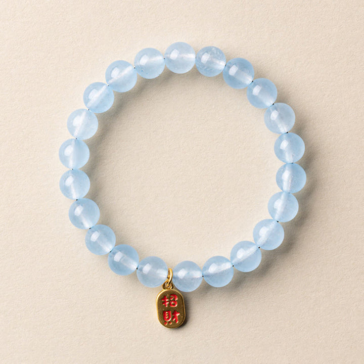 Armband Aquamarin Fu-Zeichen – Glück & Heilung