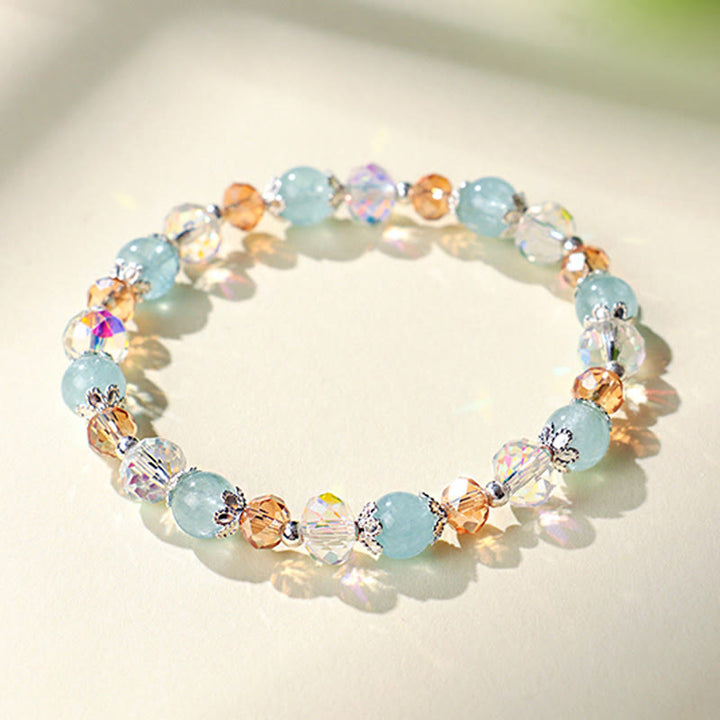 Armband Aquamarin Kristall Frieden funkelnde Perlen Silber Damen Schmuck
