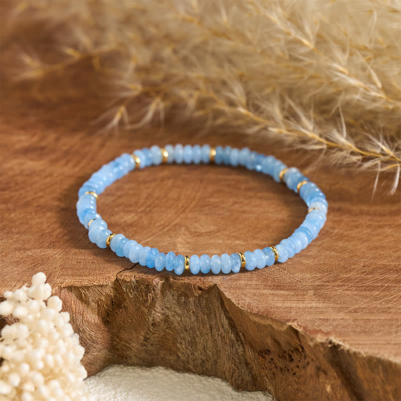 Armband Aquamarin Perle blau Gold Akzente Holz Pampasgras natürlich elegant