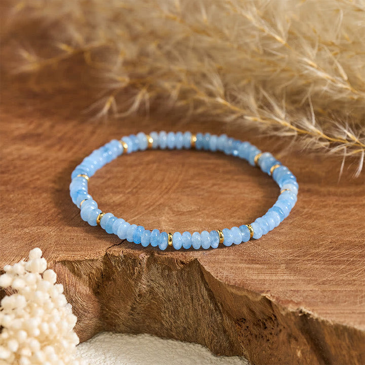 Armband Aquamarin Perle blau Gold Akzente Holz Pampasgras natürlich elegant