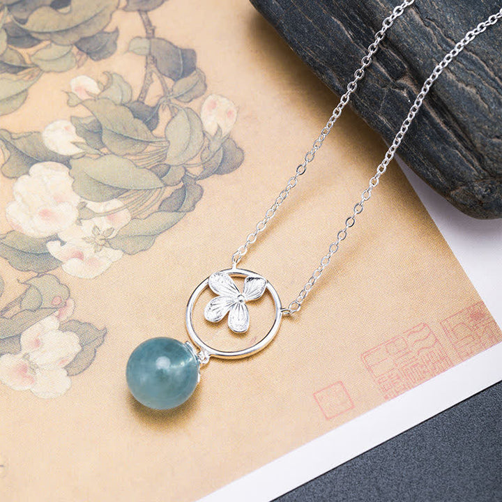 Ohrringe Aquamarin Blatt Blume