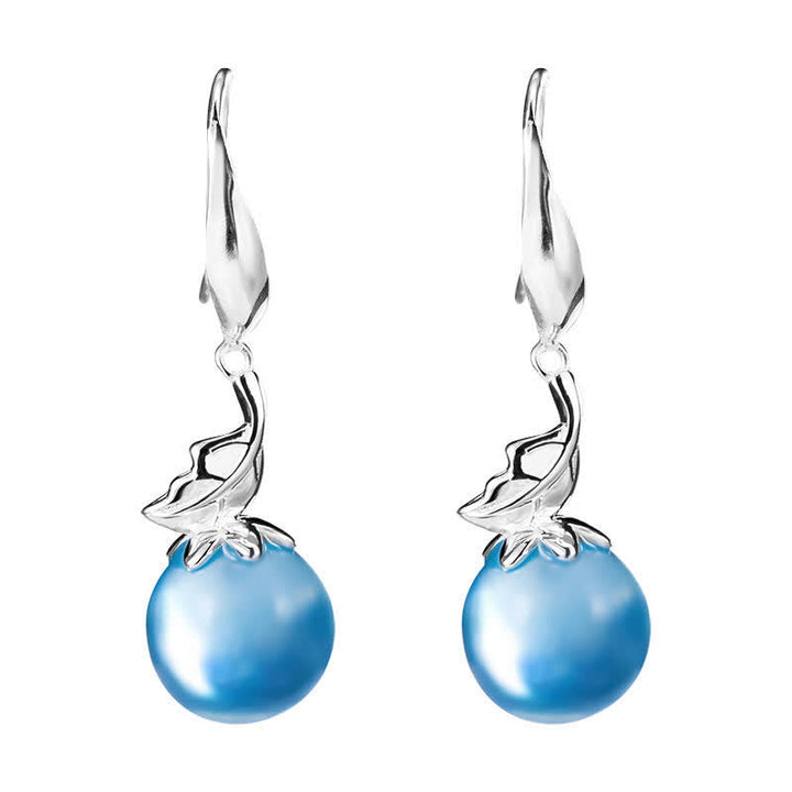 Ohrringe Aquamarin Blatt Blume Silber Boho Schmuck spirituell Ohrhänger