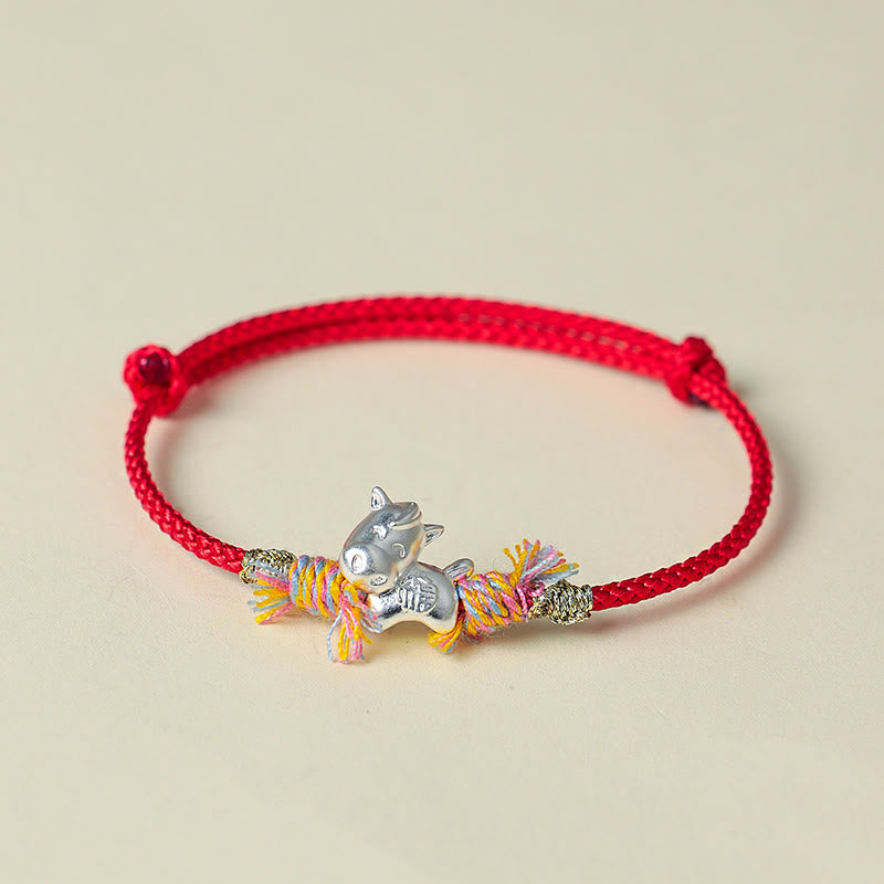 Armband 925 Silber Fu-Zeichen Jahr Des Pferdes – Glück Horse(Wrist Circumference: 15-18cm)